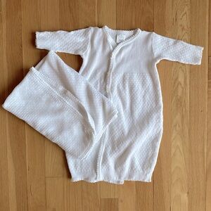 Paty Baby Gown and Blanket Set • White • 3 Months